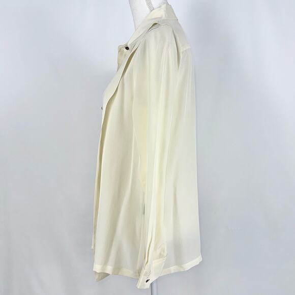 March Jacobs Women's Pintuck Pleat Silk Button Down Shirt Size 4 Cream Off White - Picture 6 of 12